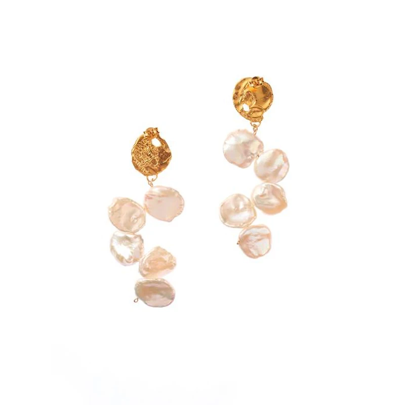 

Wholesale Sliced Pearl Earrings Natural Baroque Pearl Temperament Earrings