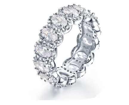 

925 Sterling Silver Girl Birthday Gifts Rings Fingers Ring Full Circle Zircon Ring