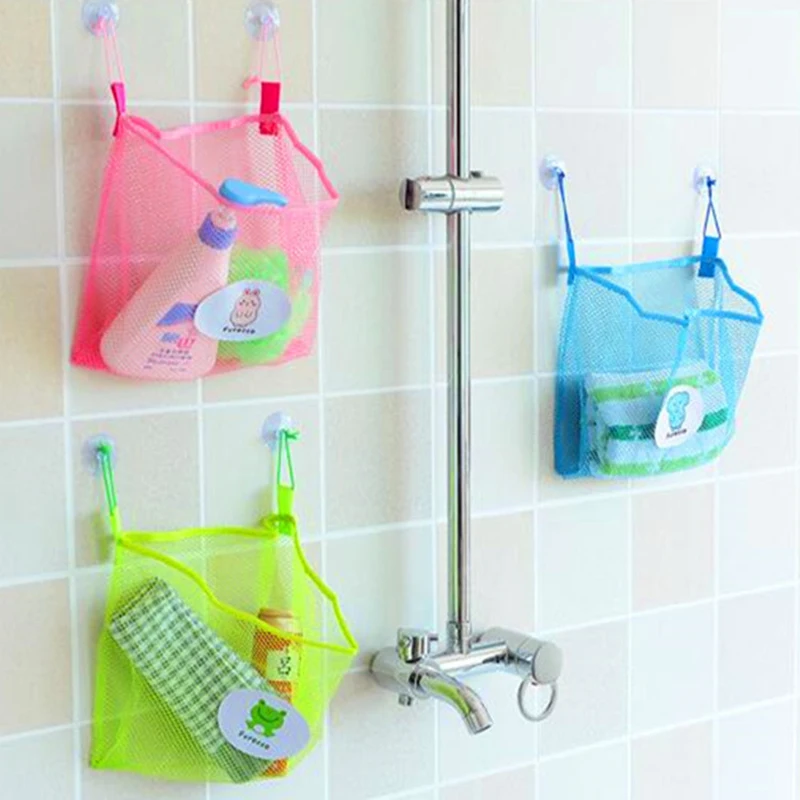 

Bath Toy Organizer Mesh Bag Baby Bathtub Hanging Storage Bag Quick Drying Bathroom Shower Caddy Net Bag with Suction Cups, As pictures