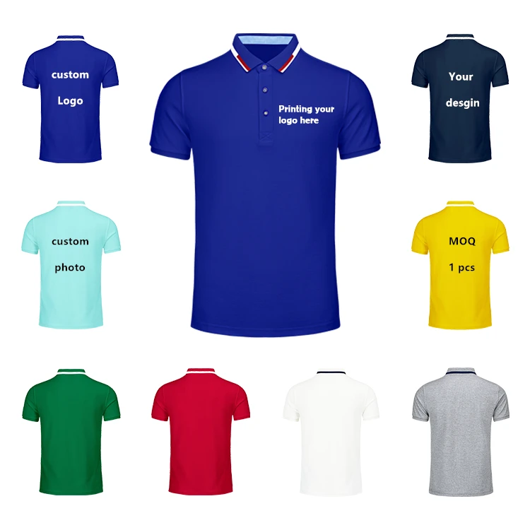 

chemise polo herm men homme 80% cotton polo shirt quick dry custom embroidery logo business causal cloth blue golf shirt men, Customized color