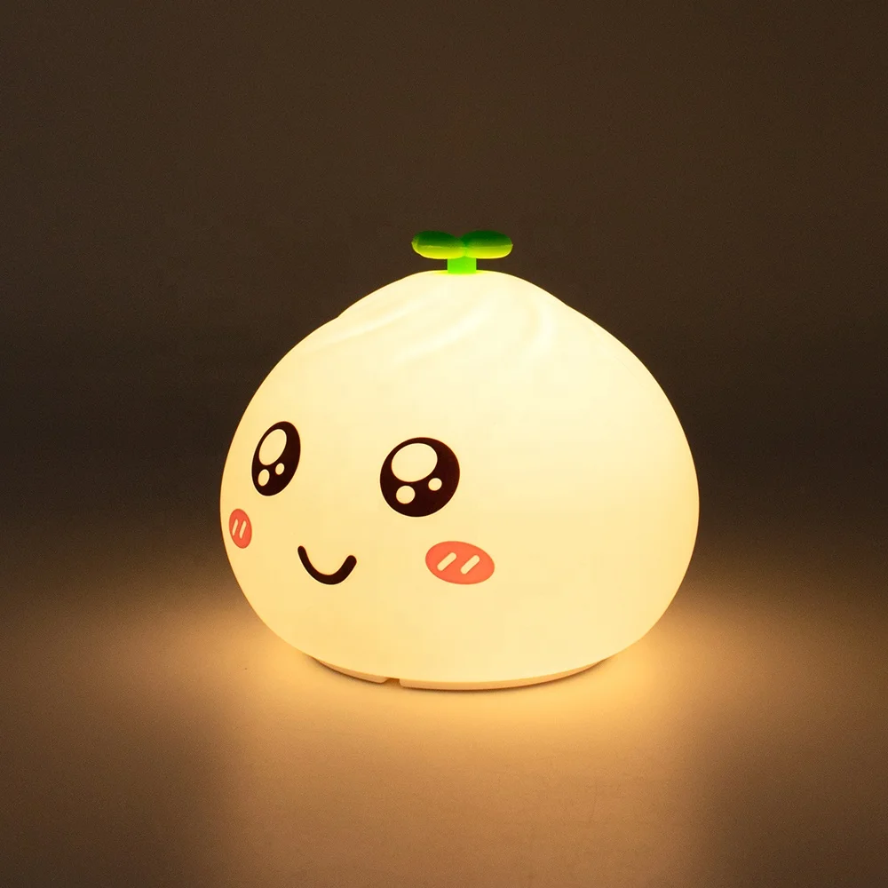 Eco-friendly Various Emojis Bun type warm white colorful light LED night light for children