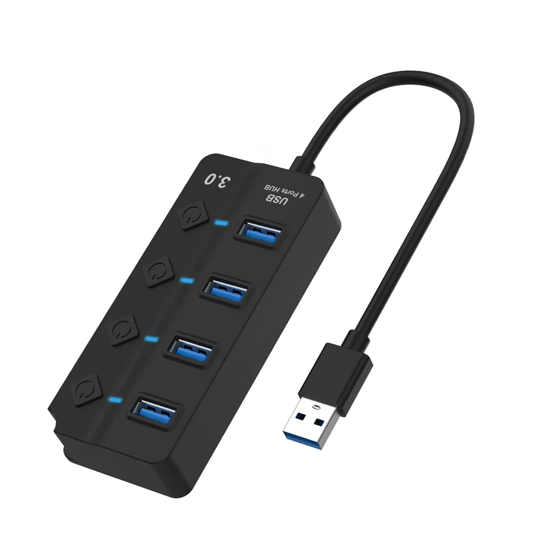 

USB 3.0 independent switch usb hub Ultra Slim best usb hub 4 port 3.0 with charging, Black