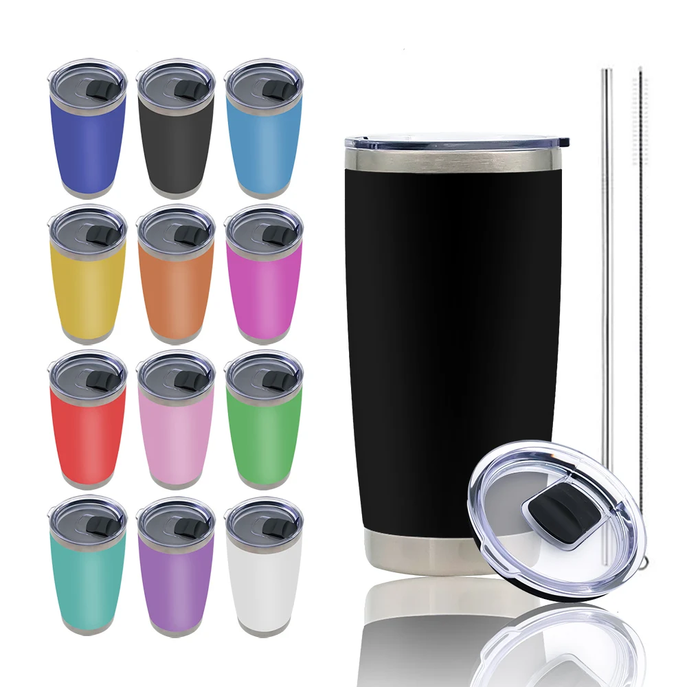 

Wholesale 20 oz 20oz Hot and Cold Tumbler Cup Powder Coated Double Wall Vacuum Insulated Stainless Steel Tumbler with Lid