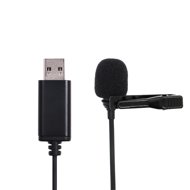 

usb lavalier microphone live audio card microphone desktop computer Lapel teaching, Black