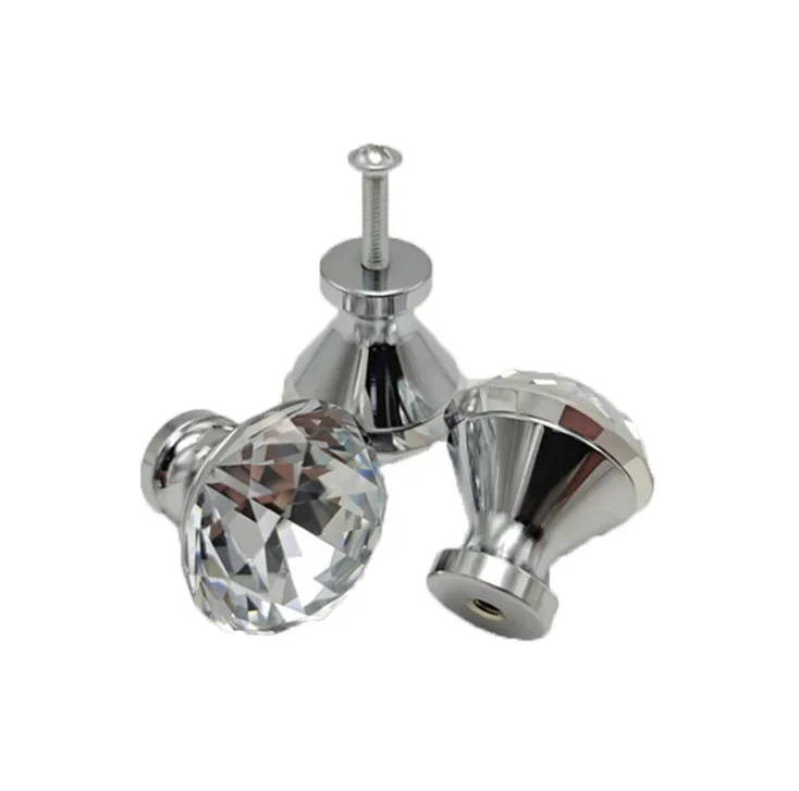 High Transparency Luxury Modern Crystal Diamond Glass Cabinet Drawer Knobs for Furniture Wardrobe Kitchen Dresser Bedroom