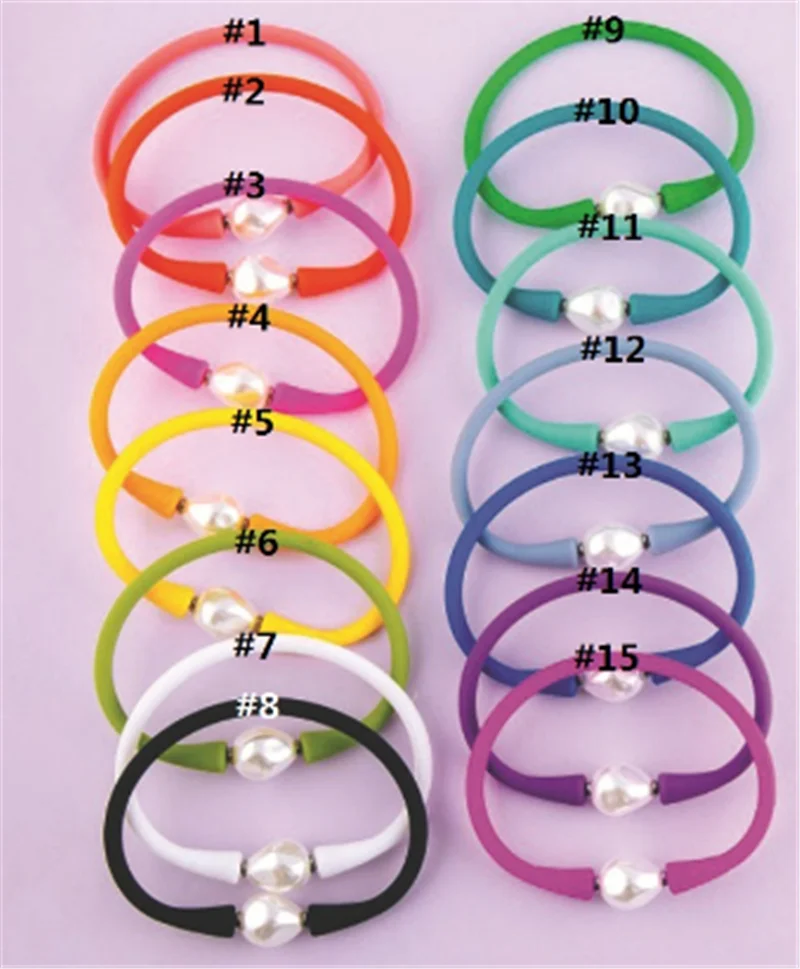 

Personalized handmade mix colors pearl silicone bracelet bangle, Customized color