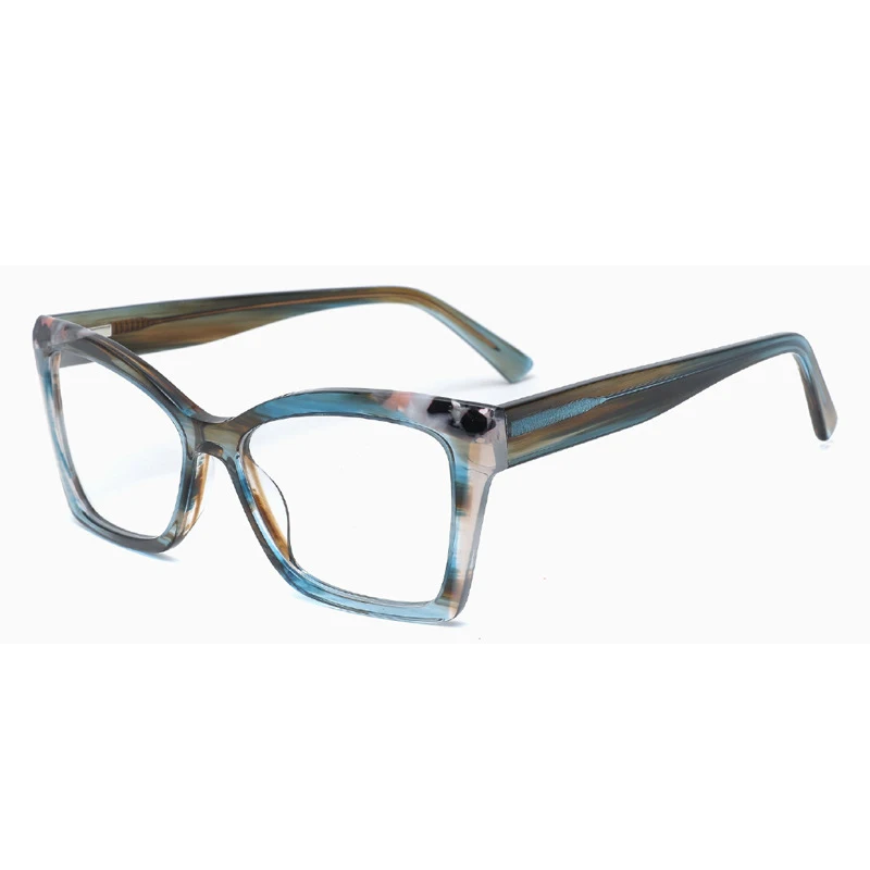 

9963 Women Acetate Eyeglass Frame Candy Color Square Transparent Eyewear Luxury Brand Prescription Glasses