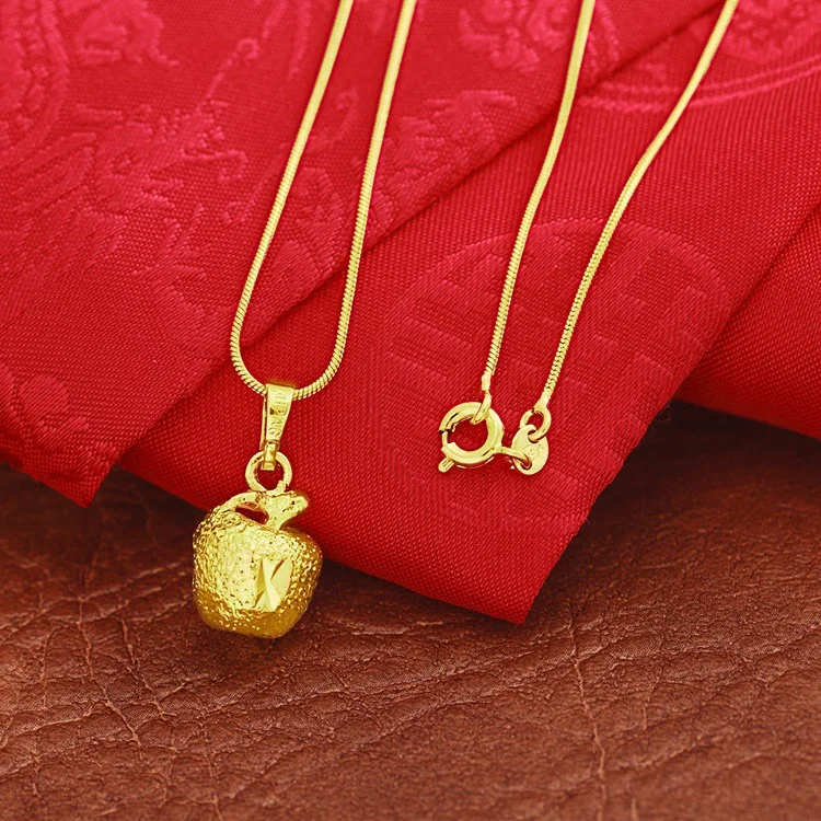 

Solid Small Apples To Ensure Safety Women'S Brass Jewelry European Coins Plated Vietnamese Sand Gold Fashion Necklace