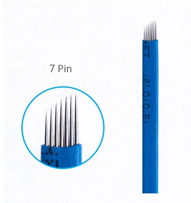 

Disposable Sterilized Stainless Steel Blue 0.20mm 7 Pin Eyebrow Microblading Tattoo Needle