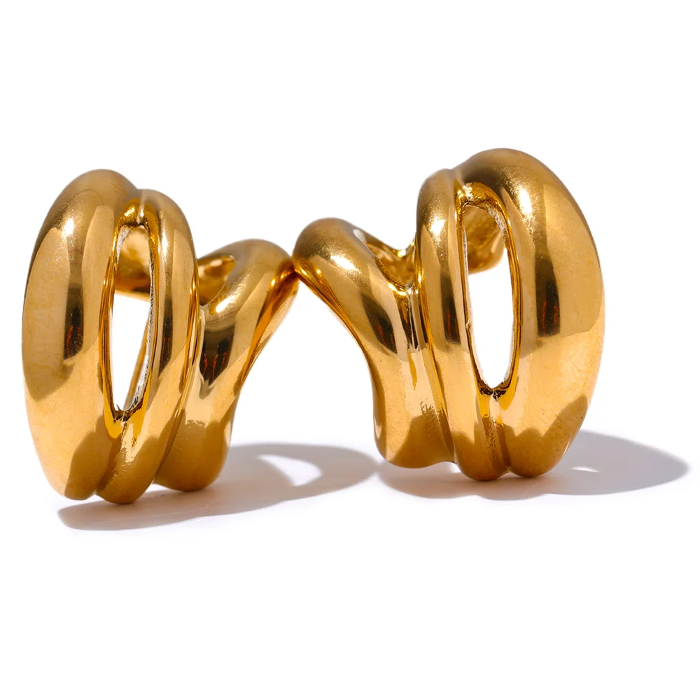 

JINYOU New Stainless Steel C-Shape Statement Earrings Charm Metal Unusual Geometric Waterproof Ear Jewelry 2023