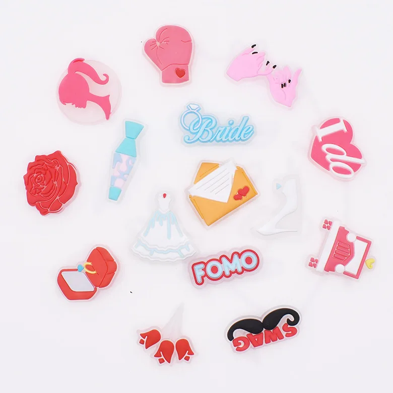 

Hot sale New Design Soft PVC Glowing pink lovely glow charms decoration charms for clog Shoe