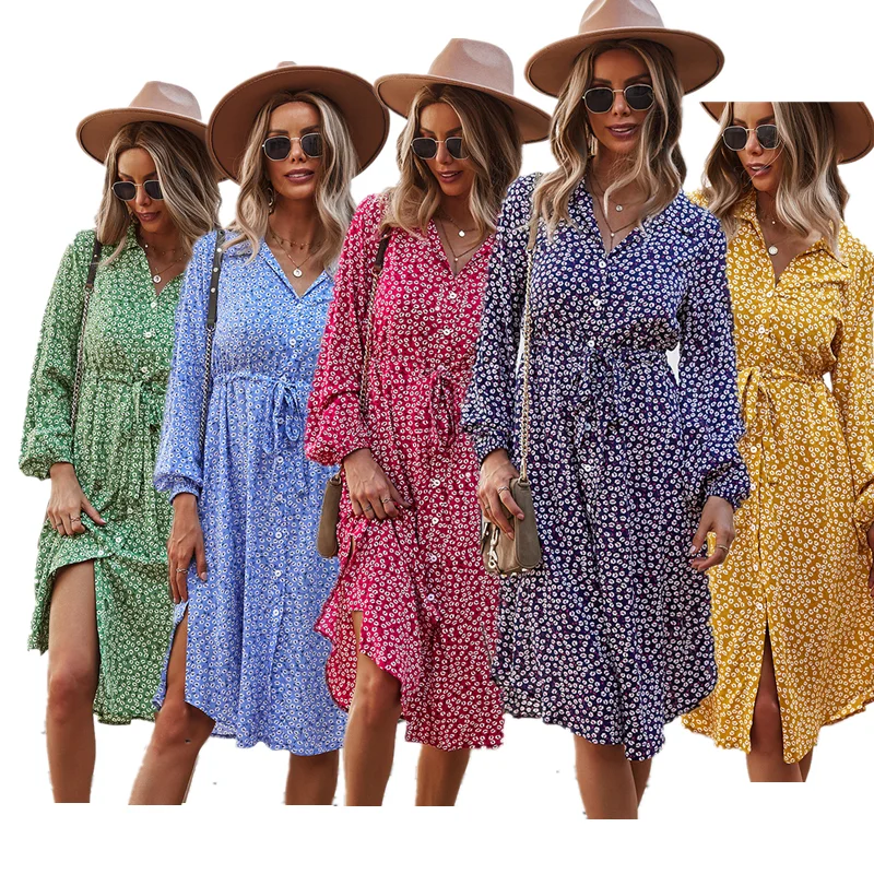 

Women Casual Long Sleeve 2021 Beach Dresses Women's Summer Autumn Holiday Sundress Long Dress Robe Femmle