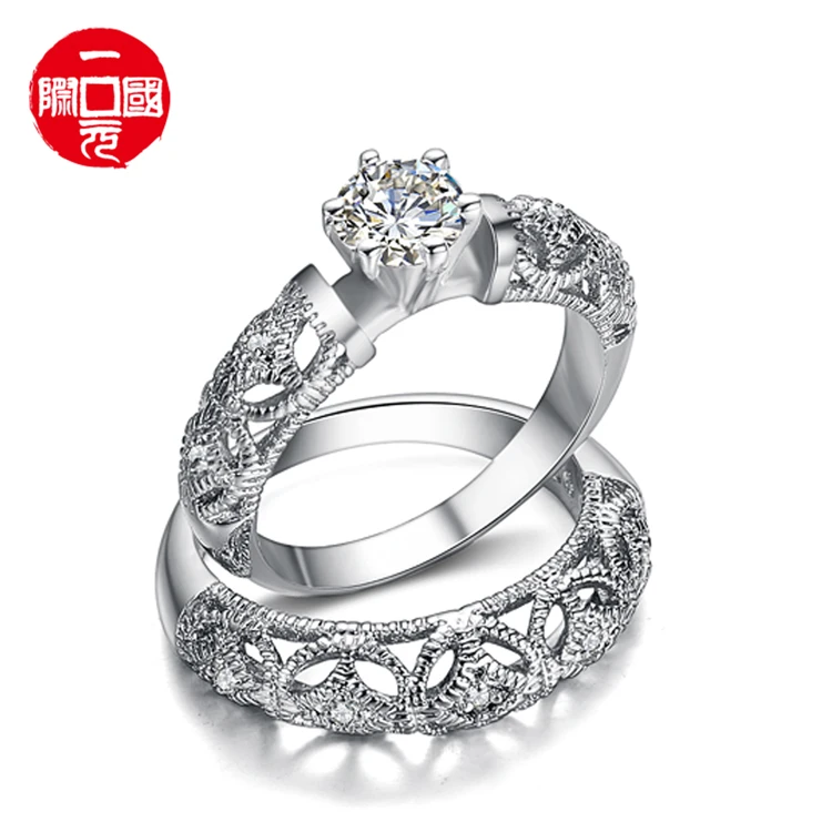 

2021 Engagement Ring Diamond Sterling Adjustable Silver Wedding Couple Ring