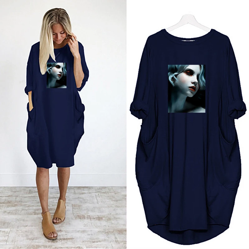 

Summer Print Knee Length Plus Size vestido Casual streetwear elegant ladies dress bodycon robe femme