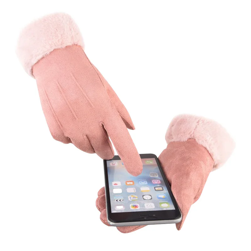 
Winter Adult Thickened Warm Fur Mouth Driving And Biking Sports Touch Screen Gloves 