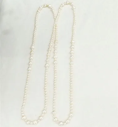 
Elegant Women Long White Cultured Pearl Necklace Freshwater Pearl Beaded Necklace 59 Inches 
