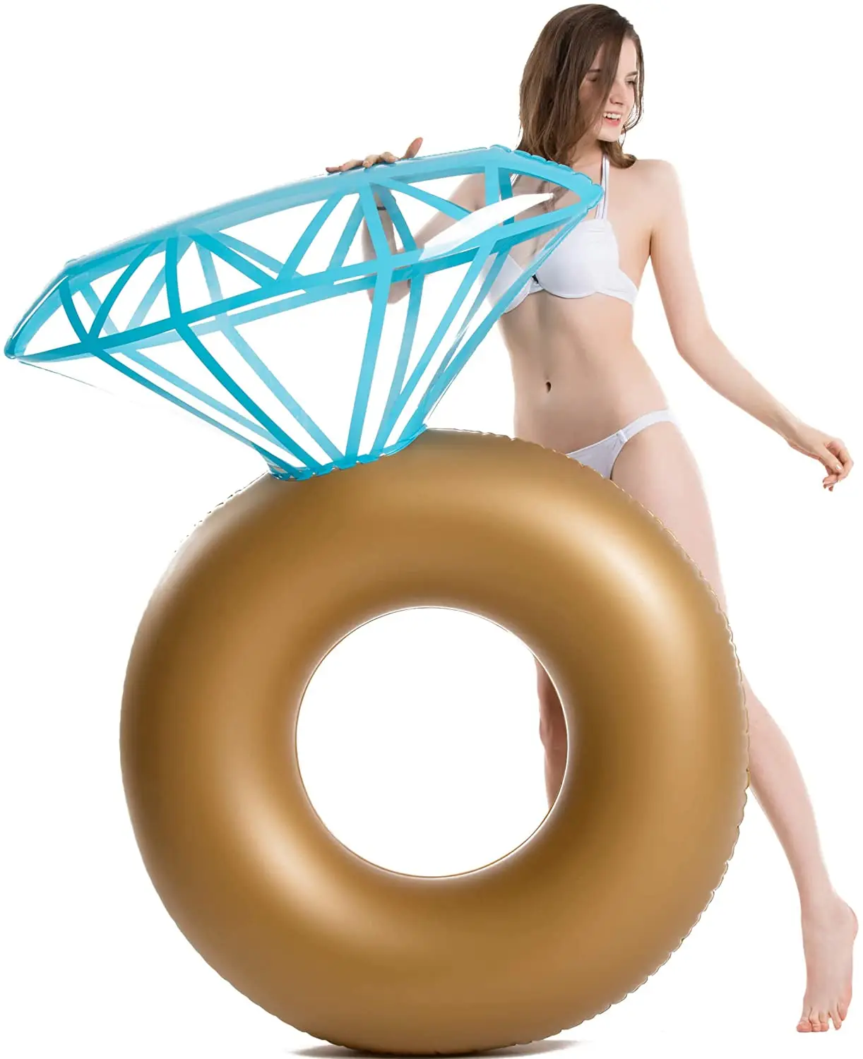 

Water Toys Inflatable Diamond Ring water float for adults, Golden