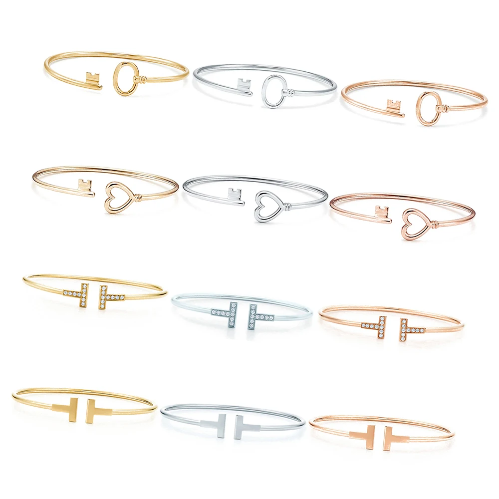 

2021 New Wholesale 925 Sterling Silver Heart Tiff Bangle for High Quality Tif Jewelry