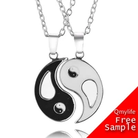 

Qmylife Black White Couples Paired Necklace Men Women Gift Best Friends Necklace Jewelry Yin Yang Tai Chi Pendant Necklaces