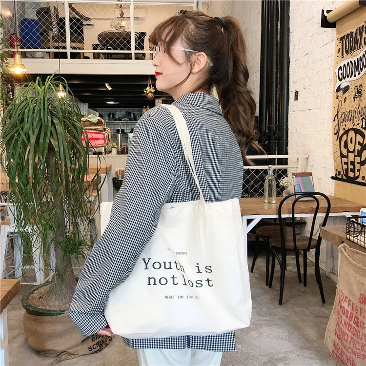 

Customized blank solid color shopping bag High quality one-shoulder canvas tote bag, Customized color