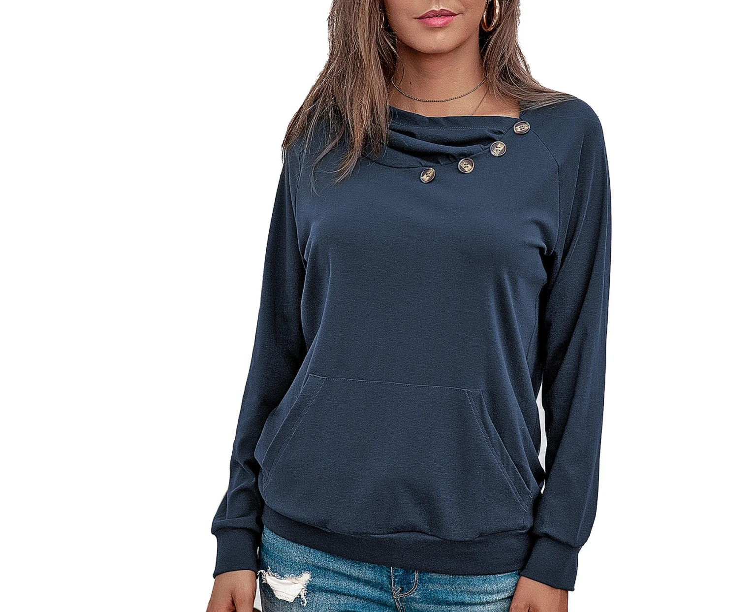 

2020 Hot Sale Latest Autumn Women's Solid Color Top Casual Long Sleeve Hooded Shirt For Ladies