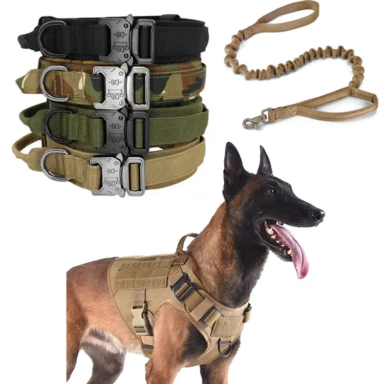 

Pet Harness No-Pull Dog Vest Set heavy duty Adjustable Dog Harness for Medium Large Dogs with Leash and Collar, Khaki/black/green/camouflage