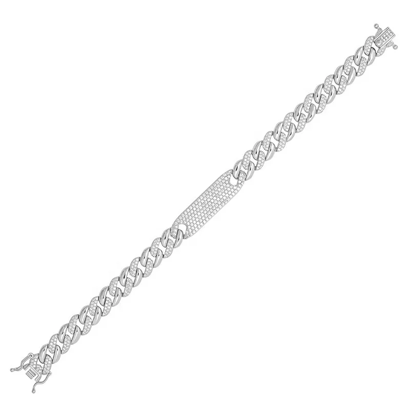 

925 Sterling Silver Style 18k Gold Plated Charms Hip Hop Custom Bracelet & Bangle