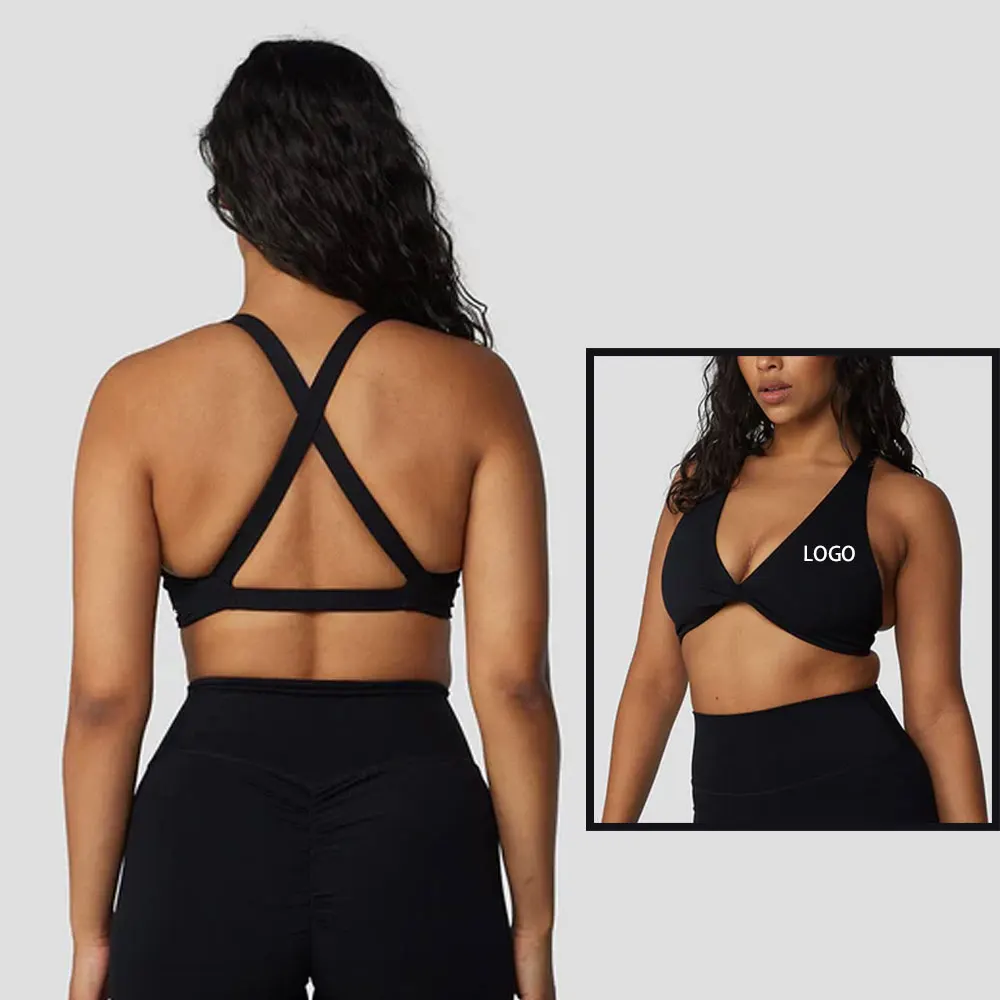 

2023 Custom New Workout Sujetadores Deportivos Plus Size Push Up Backless High Impact Yoga Sports Bra For Women