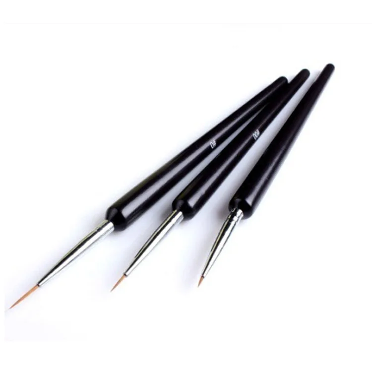 

3pcs/set Professional Minuteness Liner Brushes UV Gel Nail Art Design Painting Dots Drawings Detail Brush Manicure Tools, Black