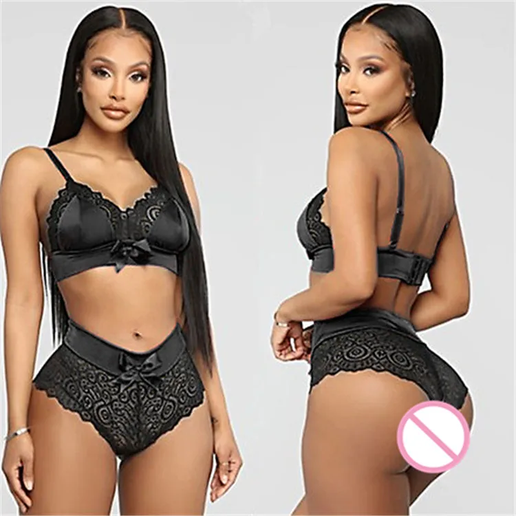 

Wholesale High Quality Sexy Lingerie 2 Piece Satin Bra Set Satin Lingerie Set For Women, 6 colors