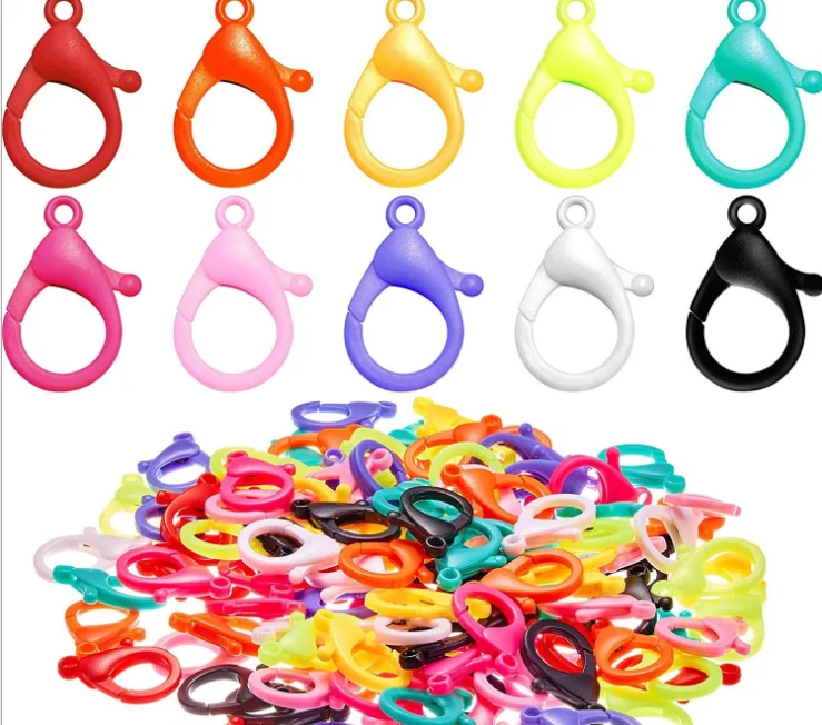 

DIY candy color acrylic plastic lobster closure hooks for jewlery facemask holder making cute plastic hooks toys accessories, As picture