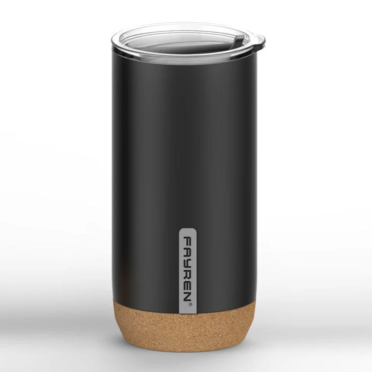 

Newest 16oz double wall stainless steel travel Tumbler With Cork bottom coffee mug, Silver