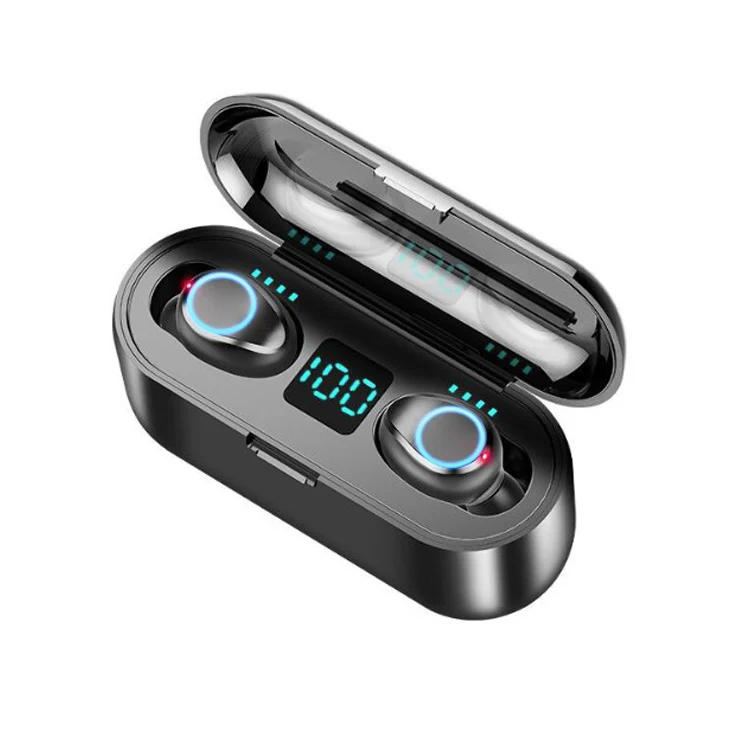 

F9 Tws Noise Cancelling Mini In-ear True Wireless Headphone 5.0 Sports Gaming Headset Lcd Display Wireless Earbuds Earphone F9