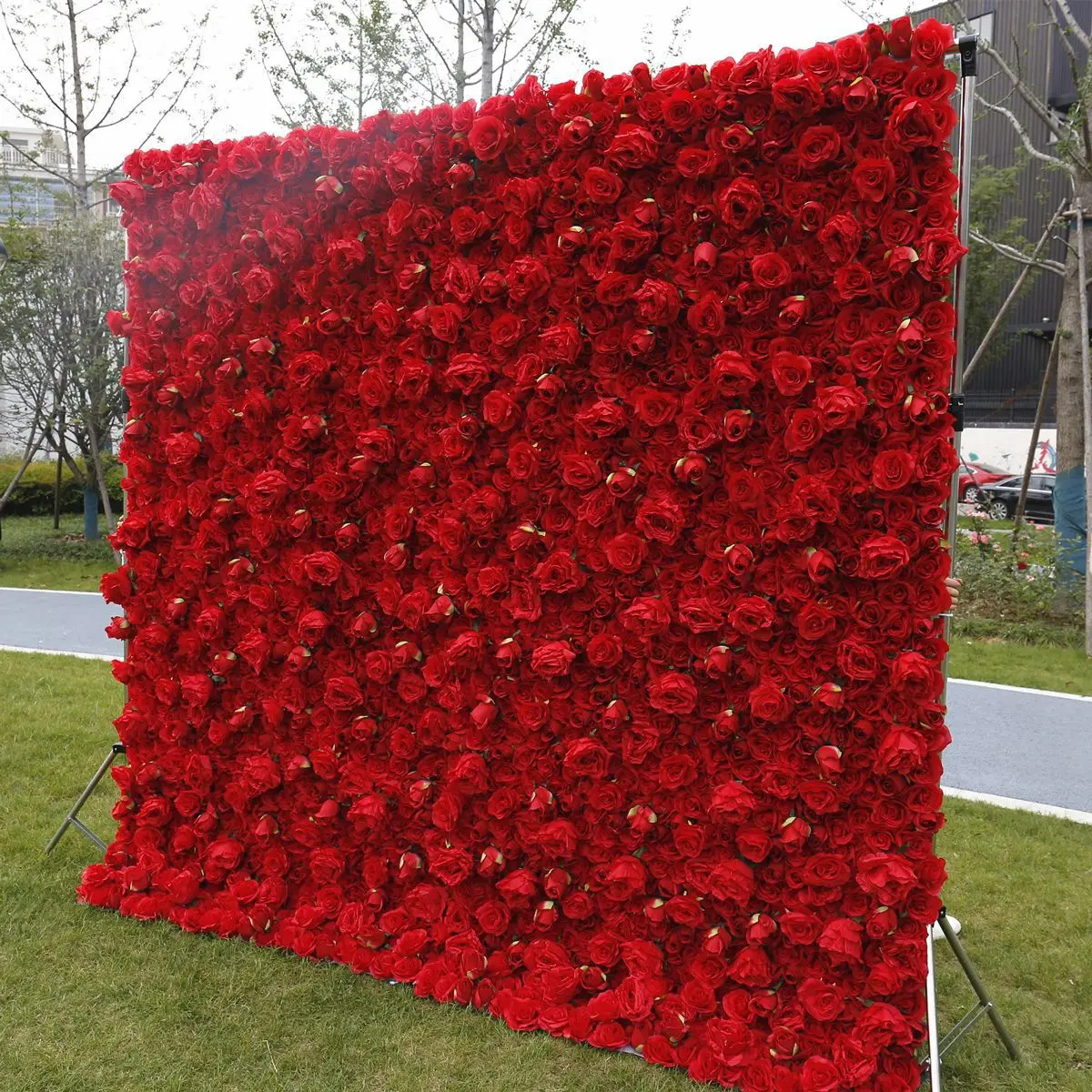2026 Wedding Wall 8ft*8ft Customized Decorations Roll up 5D Flower Wall Backdrop Red Rose Flower Wall