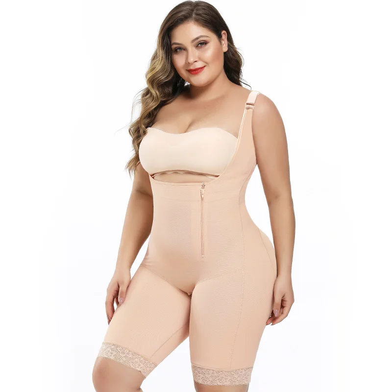 

Ready to Ship high quality private label undergarment seamless spandex plus size shapewear for women, Black, skin