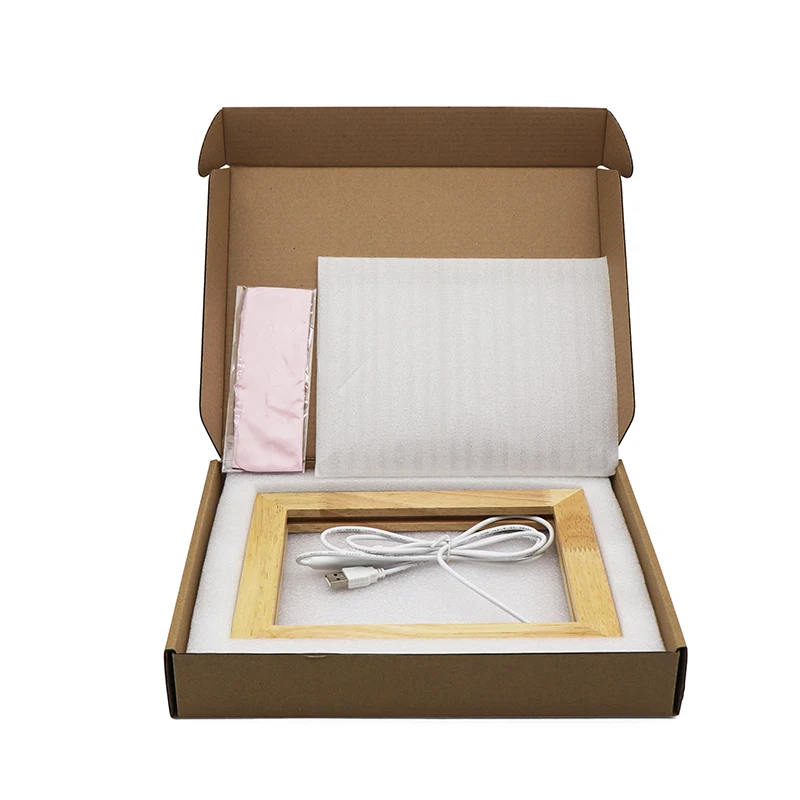 Zhonshan Style Wooden Led Frame With Usb Cable Acrylic Night Light 3d