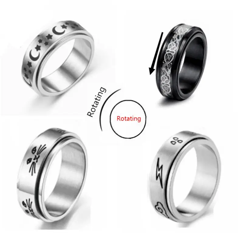 

2021 Fashion Trendy Hot Spinner Ring Tiktok Anxiety Open Bottle Ring Spinner Anxiety Fidget Rings, Picture shows