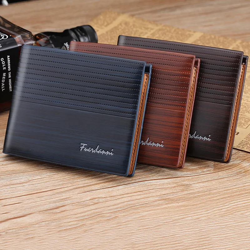 

Wholesale best selling 2018 new fuerdanni short style PU leather men's wallets,coin purses for man, Many color