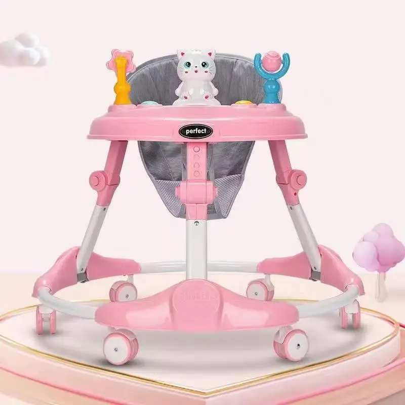 

top selling China wholesale Safety Comfortable Rubber Wheel Baby Walker With Brakes /unique Baby Walker Price, Pink, green, dark blue, orange