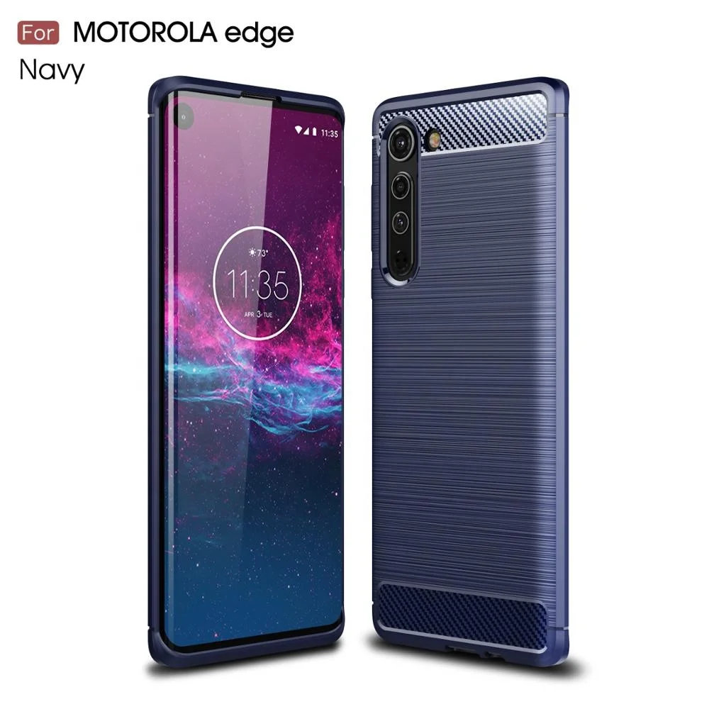 

Factory Wholesale Carbon Fiber Brush TPU Mobile Phone Back Case Cover For Motorola dege, Multi-color, can be customized