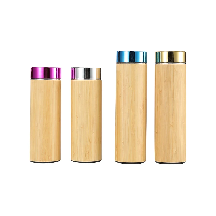 

Manufacturer Travel Steel Flasks Water Mug 360ml/450ml/530ml Tumbler Bamboo Vacuum Insulated Bottle With Tea Strainer, Customized available