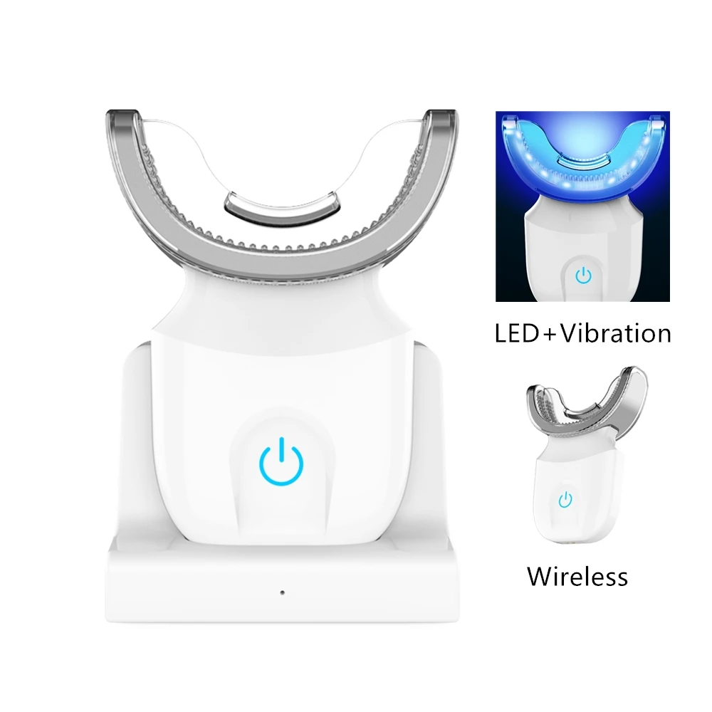 

2020 New private logo home use wireless USB rechargeable laser blue led teeth whitening kit with led light, White, or customize color