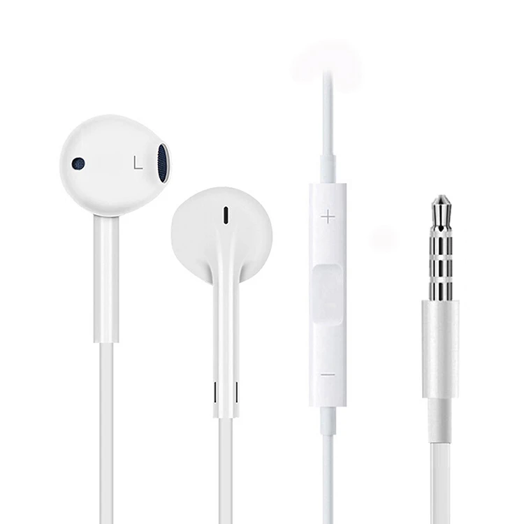 

3.5mm earphones 1.2m wired earphone headphone headset TPE audio with mic earphones for iphone6 5, White