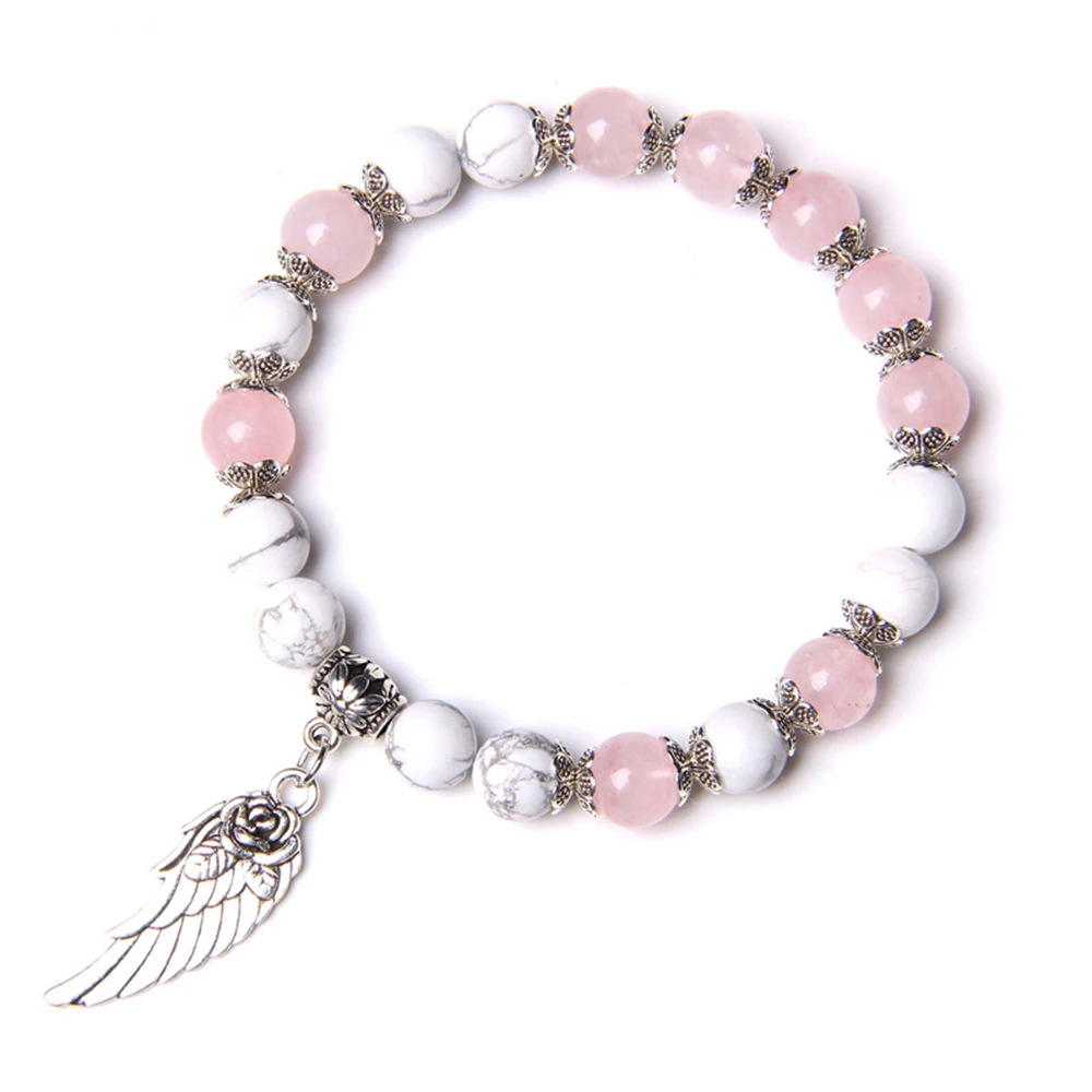 

New Custom Wholesale Natural Stone Bead Bangle Healing Stone Gemstone Charm Beads Bracelet For Women, White/red/purple and so on