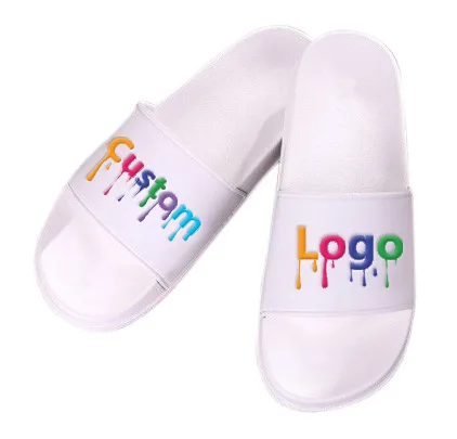 

Hot PVC Custom Logo Slippers Slide Sandal Embossed Patterns Logo Slippers For Women And Men, Black/white/red/blue/pink/yellow/green