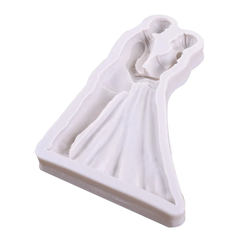 

Love Bride Bridegroom Wedding Cake Topper Fondant Tools Silicone Soap Candle Molds Chooclate Baking Candy Clay Mold, White
