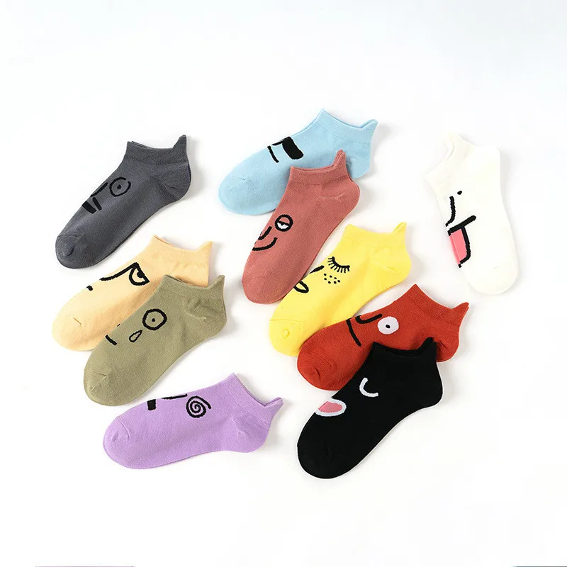 

WIIPU New funny cartoon graffiti socks Happy summer cute ankle socks Neutral art novelty cotton socks