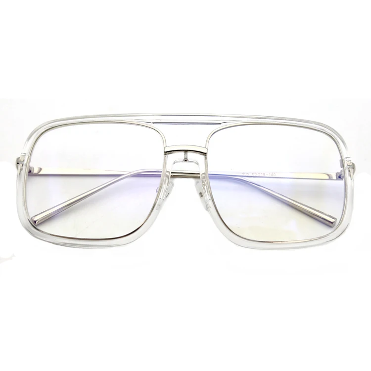 

2020 fashion big square glasses frame PC frame metal rim double bridge trendy design spectacle frames