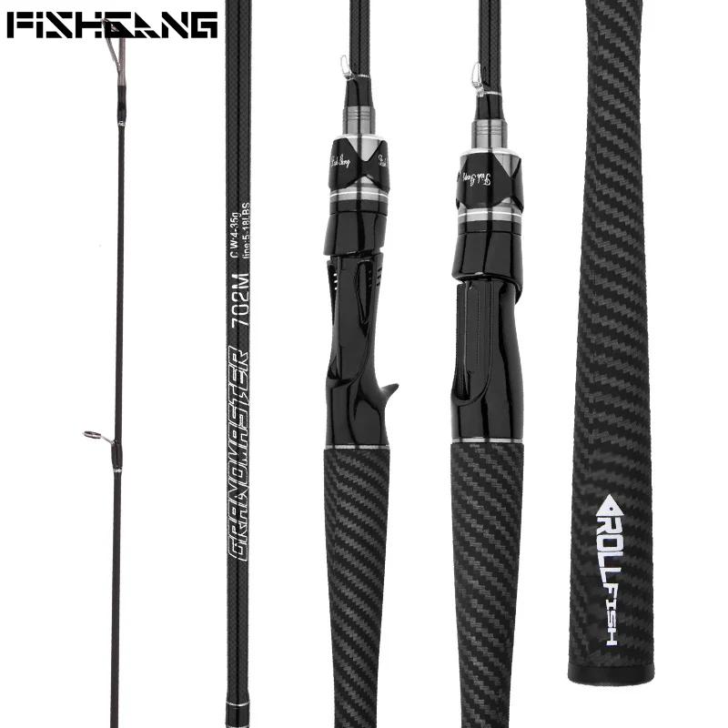 

FISHGANG carbon fiber lure fishing rod M section 1.8m 2.1m 2.4m 2.7m integrated style handle spinning casting fishing lure rod, Black