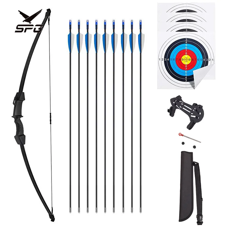 

SPG Hot Sellers Outdoor Toys Archery Recurve Bow Kit Play Games Kids 45" Bow and Arrow Set for Kids, Black